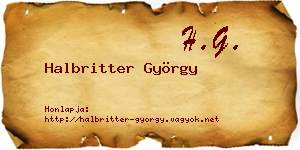 Halbritter György névjegykártya